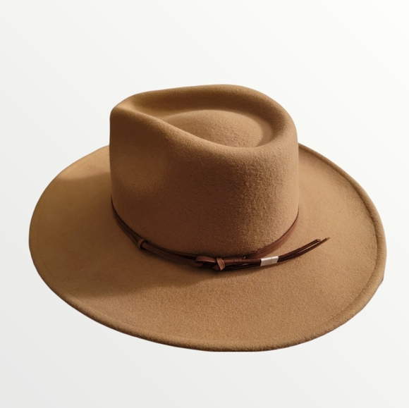 NEW Belted Wide-Brim Wool Panana Hat NWT Pecan Brown - Picture 4 of 6